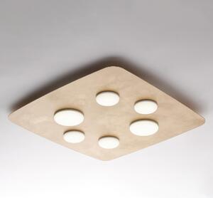 Plafoniera in metallo laccato bianco con decorazione oro Antico MEGAN Diametro 65x h 6 cm LED 48W / 5400 Lumen / 4500K