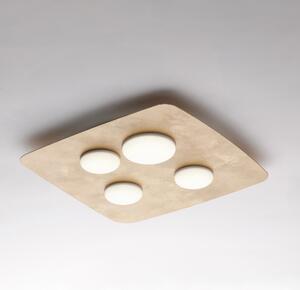 Plafoniera Megan �45xH.5 cm, Oro, Metallo Laccato con Decorazioni in Oro Antico e Diffusori in Silicone, LED 32W 2700 Lumen 4500K
