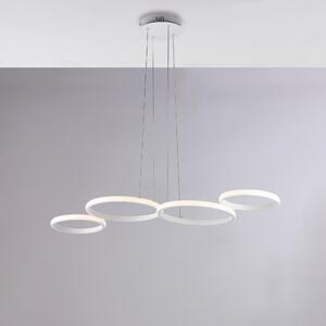 Sospensione Atena LED 100x64xH4 cm, Bianco, Metallo e Alluminio Laccato, CCT con Telecomando