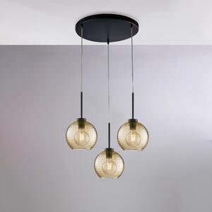 Sospensione Ankara H.41 - MAX 141 - �47 cm, Ambra, Ferro Laccato Nero e Vetro Soffiato