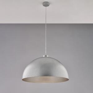 Sospensione Marcus Diametro 50 cm in Ferro Laccato Bianco con Decorazione Argento Antico, Cavo Elettrico Regolabile, H30 - MAX 130 cm, 1 Luce E27 - 55 Watt Max, Colore Argento