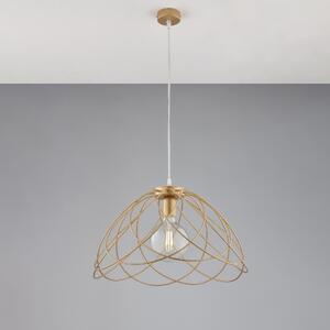 Lampadario Pagoda in Ferro Laccato Oro con Decorazione Oro Antico, H32 - MAX 132 x �45 cm, Oro, Illuminazione 1 X E27 - 55 Watt Max