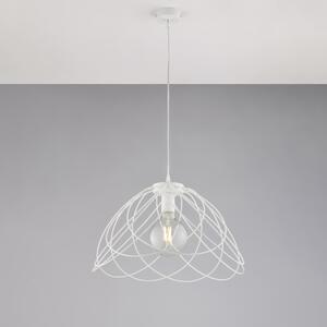 Lampadario Pagoda in Ferro Laccato Bianco con Decorazione Effetto Shabby Chic, H32 - MAX 132 - �45 cm, 1 X E27 - 55 Watt Max, Colore Bianco Shabby