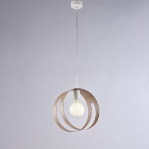 Sospensione Peter H.30 - MAX 130 - �20 cm, Bianco Tortora, in Ferro Laccato con Fascia Tagliata a Laser - 1 X E27 - 55 Watt Max
