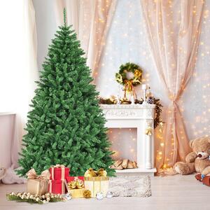 Costway Albero di Natale 228 cm non illuminato, Abete artificiale con base pieghevole di metallo, Verde