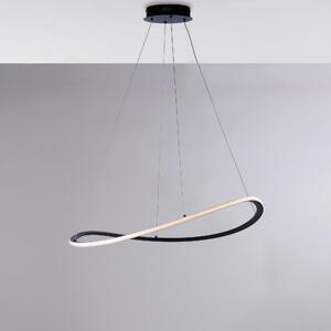 Sospensione Raky � 70 x H17-130 cm, Nero, Metallo e Alluminio Laccato con LED 40W 3600 Lumen CCT, Cavi Elettrici Regolabili