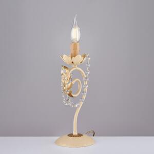 Lumetto Damasco in ferro laccato avorio con decorazione decap� e rifiniture oro con strass in cristallo 1 luce , altezza 39 Cm, larghezza 16 Cm