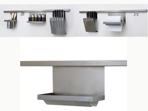 Portascottex, Portarotolo orizzontale inox 18/10 AISI 304 30x15xh21 cm APPLICABILE alla Barra sotto pensile CHIARA inox satinato