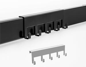 Gancio a 5 x Barra da cucina sotto pensile inox AISI 304 Linea POP lunghezza 16x3xh5 cm verniciato a fuoco colore NERO