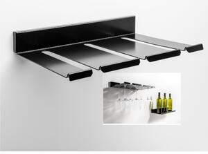 Porta calici fissabile su Barra da cucina sotto pensile inox AISI 304 Linea POP Dimensioni 35x24xh5.5 cm verniciato a fuoco colore NERO