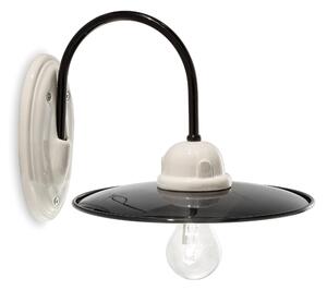 Plafoniera da MURO Anticata in Metallo e ceramica e Dimensioni H 21cm Sp 28cm ? 25cm 1 x max 77W E27 peso 0,80 kg colore Grigio Crema