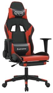 Sedia da Gaming Massaggio Poggiapiedi Nero e Rosso Pelle finta
