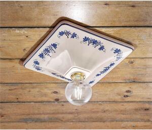 Plafoniera da Soffitto a una Luce in materiale Ceramica decoro artigianale TRIESTE CLASSIC Dimensioni 31x31x h 10 cm peso 1,1 kg - Attacco Lampada E27