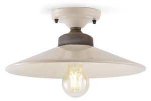 Plafoniera da Soffitto Anticata in Metallo e ceramica e Ottone Diametro 30 xh 13 cm 1 x max 77W E27 peso 1,26 kg colore Crema