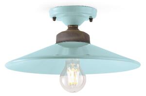 Plafoniera da Soffitto Anticata in Metallo e ceramica e Ottone Diametro 30 xh 13 cm 1 x max 77W E27 peso 1,26 kg colore azzurro