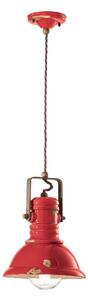 Sospensione da interno in Ferro e materiale Ceramico Vintage URBAN RETRO' dimensione 23x23x h 30 cm peso 2,0 kg - Attacco Lampada E 27 Vintage Rosso