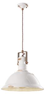 Sospensione da interno a in Ferro e materiale Ceramico URBAN RETRO' dimensione 40x40x h 36 cm peso 3,62 kg - Attacco Lampada E 27 Bianco vintage