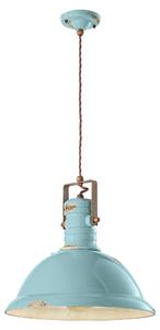 Sospensione da interno a in Ferro e materiale Ceramico URBAN RETRO' dimensione 40x40x h 36 cm peso 3,62 kg - Attacco Lampada E 27 Vintage Azzurro
