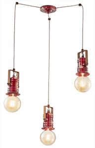 Sospensione da interno a tre luci in materiale Ceramico URBAN RETRO' dimensione 13x h 19 cm peso 2.37 kg - Attacco Lampada E 27 Bordeaux