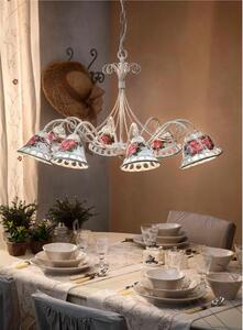 Sospensione a Otto lampade da interno in materiale Ceramico NAPOLI CLASSIC dimensione 56x56x h 35 cm peso 7,8 kg - Attacco Lampada E 14 Vintage Tortora