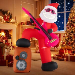 Costway Decorazione natalizia con luci LED musica e soffiatore dimensioni 182 cm, Babbo natale gonfiabile suona chitarra Colorato