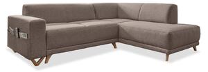 Divano angolare marrone allungabile e con contenitore (penisola a destra/a L) Classy Sophie – Miuform