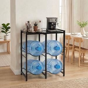 Costway Supporto per brocca d'acqua con piano di lavoro per cucina e ufficio, Supporto per 4 bottiglie in acciaio al carbonio con piedini regolabili