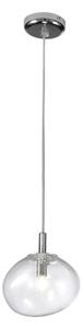 Sospensione 1 Luce MEDIA Struttura Sfera Vetro Cristallo SAXA Diametro 25xh 28 cm con Filo Max 220 E27, 1 x Max 60 Watt 2 kg colore vetro cristallo rugiada