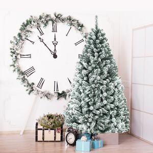 Costway Albero di Natale innevato 180cm con cerniere base di metallo, Albero di Natale artificiale non illuminato