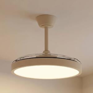 Ventilatore da soffitto LED Lindby Orasu, Ø 107 cm, beige, CCT Orasu, Crema / Ambra, Soggiorno / Sala da pranzo, Metallo, Moderno