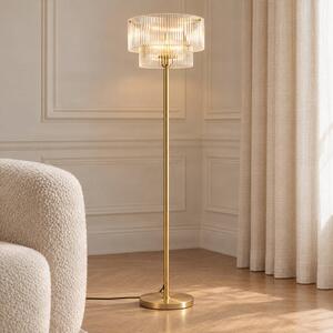 Lampada da terra Meritt Lucande, Ottone / Oro, Soggiorno / Sala da pranzo, Vetro, Moderno, Lampada da terra