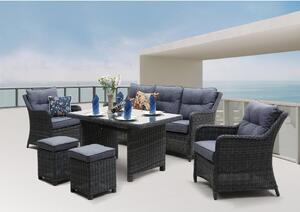 Set da giardino in rattan artificiale grigio per 7 persone San Diego - Rojaplast