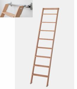 Scala da Appoggio UP 8 gradini Lunghezza 2 Mt in Faggio Massello Dimensioni 45x9x h203 cm Peso 6 Kg con kit di appoggio colore legno Naturale
