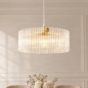Lampada a sospensione Meritt Lucande, dimmerabile, Chiaro / Trasparente, Soggiorno / Sala da pranzo, Vetro, Moderno, Lampada a sospensione