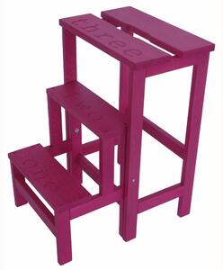 Scalatte, Sgabello Pieghevole e trasportabile 3 gradini HAPPY NUMBERS Dimensioni H 60 40x46xh 60 cm Peso 6 Kg Fucsia
