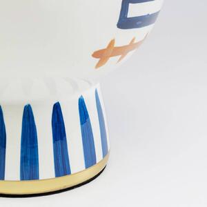 Lampada da tavolo Kare Two Face, blu, tessuto, porcellana, 65 cm
