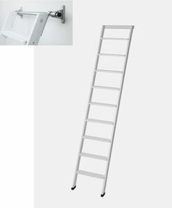 Scala da Appoggio UP 9 gradini Lunghezza 2,25 Mt in Faggio Massello Dimensioni 45x9x h225 cm Peso 7 Kg con kit di appoggio colore Bianco laccato