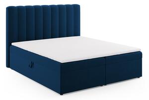 Letto boxspring blu scuro con contenitore 180x200 cm Gina - Milo Casa
