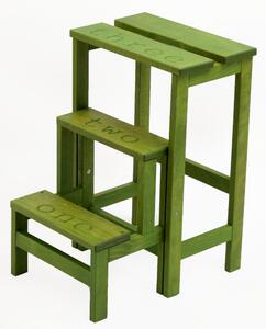 Scalatte, Sgabello Pieghevole e trasportabile 3 gradini HAPPY NUMBERS Dimensioni H 60 40x46xh 60 cm Peso 6 Kg Verde Oliva
