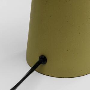 Lampada da tavolo Kare Bollie, base in cemento verde, vetro opalino