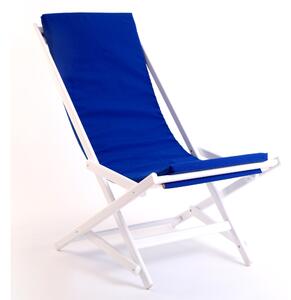 Sedia Sdraio Pieghevole E Oscillante in Legno Dondolina Dimensioni 94x59xh80 cm Laccata Bianca Tessuto Corda blu