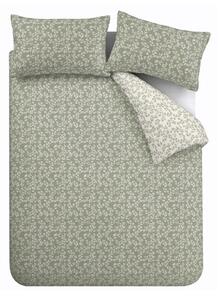 Set copripiumino e federa verde in percalle di cotone per letto matrimoniale/per letto esteso 3 pezzi 230x220 cm Shadow Leaves – Bianca