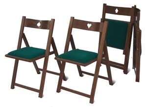Sedie GIOCO Set 4 Pieghevoli in Legno di noce seduta in Cotone Verde dimensioni 47xh 79 cm - peso 1 kg colore noce