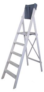 Scala in legno cinque gradini richiudibile BIBO 5 in Faggio Massello Dimensioni H100 cm 54x11x188 cm Peso 9 Kg laccata bianca