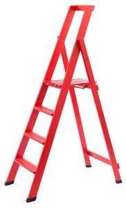 Scala quattro gradini richiudibile BIBO 4 in Faggio Massello Dimensioni H88 cm 50x11x163 cm Peso 7 Kg Rosso