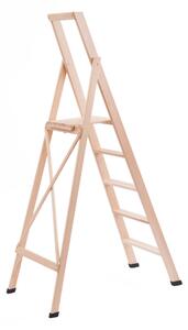 Scala in legno cinque gradini richiudibile BIBO 5 in Faggio Massello Dimensioni H100 cm 54x11x188 cm Peso 9 Kg naturale