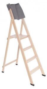 Scala quattro gradini richiudibile BIBO 4 in Faggio Massello Con Tascone porta Attrezzi Dimensioni H88 all'ultimo scalino cm 50x11x163 cm Peso 7 Kg Legno naturale