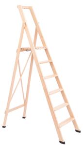 Scala in legno SEI gradini richiudibile BIBO 6 in Faggio Massello Dimensioni H130 cm 57x11x213 cm Peso 10 Kg naturale