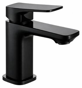 Miscelatore monocomando per lavabo, nero, in ottone massiccio, a risparmio idrico, dimensioni 133x130 mm