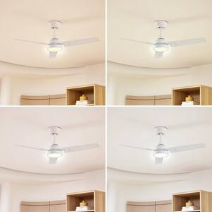 Ventilatore da soffitto Lindby LED Aerallo, bianco, CCT, silenzioso